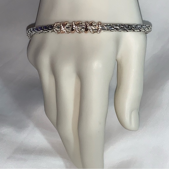 NWT Phillip Gavriel ROYAL CHAIN sterling woven cable CUFF w/14k gold WHITE SAPPH - Picture 9 of 13